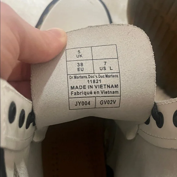 White Lace-Up Dr. Martin Boots with Black Trim - Picture 6 of 6